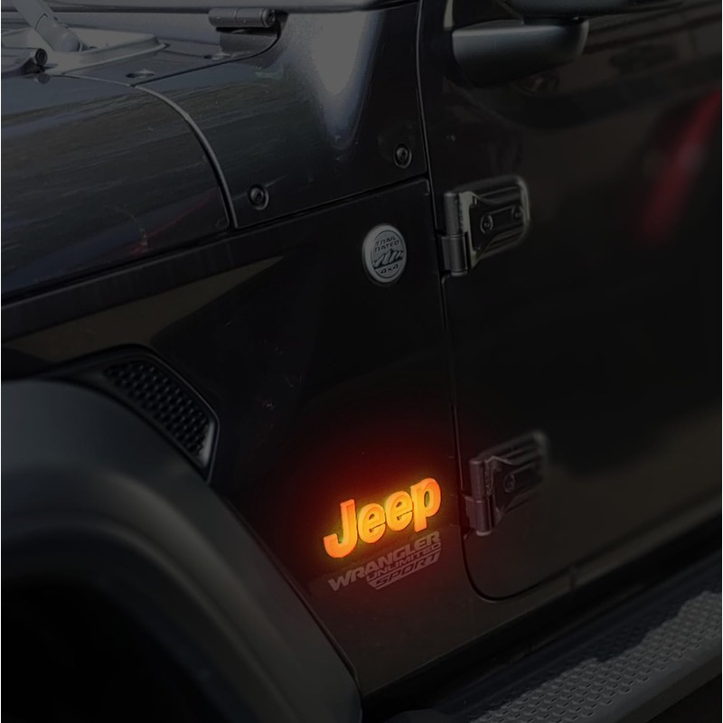 AUTOGEM Jeep LED Lighted Fender Emblem Chrome Finish 2PCS Side