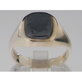 LetsBuyGold Sterling Silver Natural Hematite Intaglio Mens Signet Ring - Size 13 - Sizes 6 to 13 Available