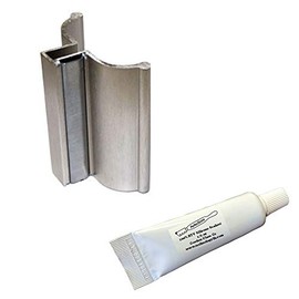 3" Brushed Nickel Frameless Shower Door Handle with Metal Strike and Clear 100% Pure RTV Silicone Sealant - 0.5 oz. Squeeze Tube for 1/8", 5/32", 3/16", 1/4" Glass - Set