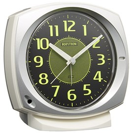 リズム(RHYTHM) 目覚まし時計 アナログ コールマン657 集光文字板 連続秒針 電子音 アラーム 銀色 RHYTHM 8RE657SR19