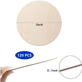 120Pcs 2in Unfinished Wood Slices,Round Wood Slices,for DIY Craft and Decoration,Painting Writing,Door Hanger, Door Design