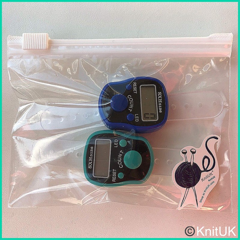 KnitUK Tally Counter - LED Backlight. Pack of 2. Teal