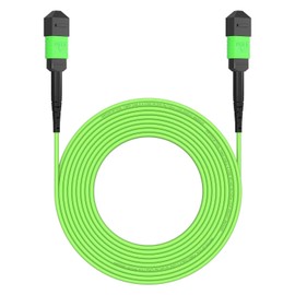 AMPCOM MPO to MPO Trunk Cable 50/125μm Multimode OM5 (12 Fiber, MPO to MPO Female, Type B, LSZH/Riser, UPC, Lime Green) 10m (32ft)