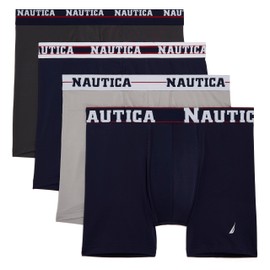 Nautica Men's 4 Pack Limited Edition Micro Stretch Boxer Briefs, Charcoal/2 Peacoat/Alloy-Assorted Wb, Medium