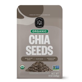FGO Organic Chia Seeds, 8oz, Natural Raw Black Chia Seeds from Paraguay, Plant-Based, Non-GMO, Vegan, Gluten-Free, Gels Easily, Superfood, Packaging May Vary (Pack of 1)