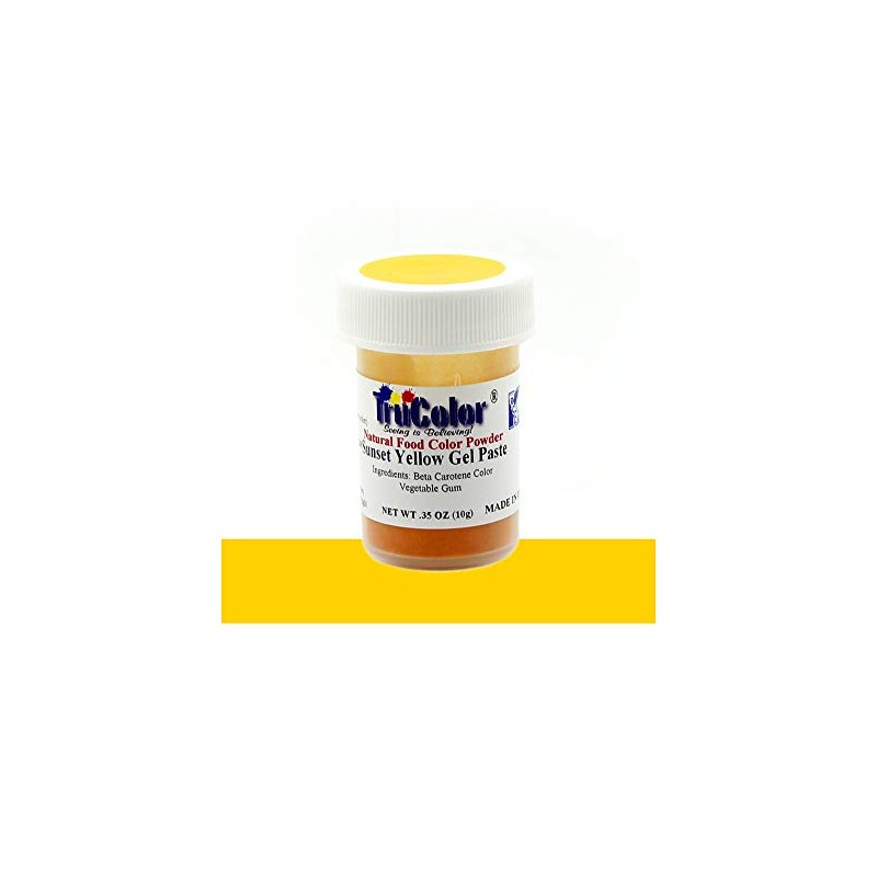 TruColor Sunset Yellow Natural Gel Paste Powder Food Coloring, 10