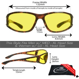 proSPORT Polarized Yellow Lens Sport Wrap Sunglasses – Low Light Driving Glasses with Non-Slip Rubber Nose & Ear Pieces for Cycling Motorcycling Pickleball Tennis Baseball Golf Archery Shooting Range