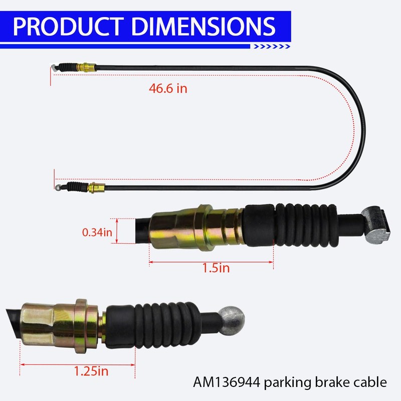 AM136944 Right Side Parking Brake Cable Replacement for John Deere
