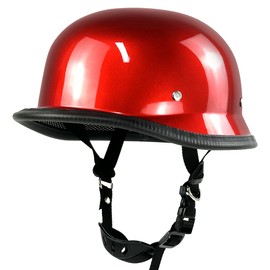 German Style Motorcycle Helmet,Adult Half Helmet Open Face DOT Approved, Motorcycle Cruiser Scooter Cool Helmet (RED, XX-Large)