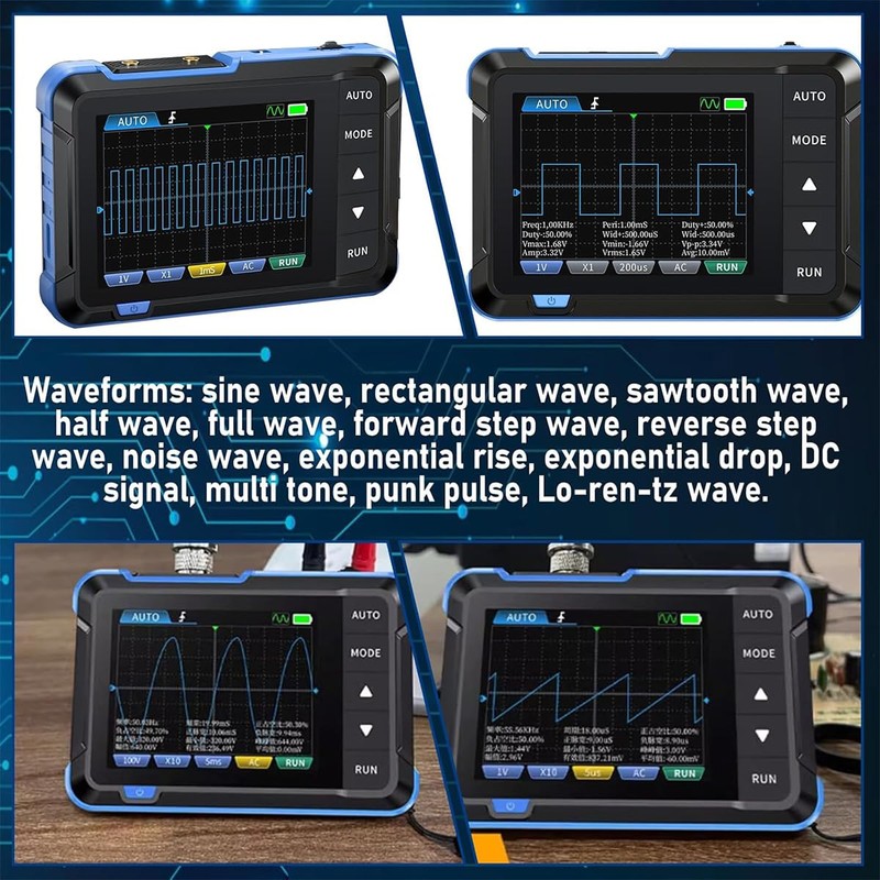 DollaTek Oscilloscope Handheld Tablet Oscilloscope 2-in-1 Multifunction Mini Signal Generator