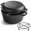 Velaze Cast Iron Dutch Oven Pot with Skillet Lid, 2-in-1