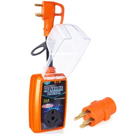 Maypott Maypott 30 Amp RV Surge Protector with 50A to 30A Conversion Adapter - Full Circuit Analysis, Waterproof Cover, and Enhanced Safety for Power Protection in RVs, Campers, and Trailers