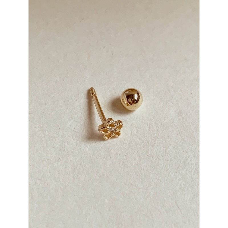10k mini flower line piercing each (1 piece) / 10k