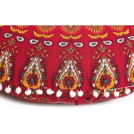 AVA Collections 22" Inch/55'cm Round Mandala Floor Pillow Cover Meditation Cushion Sofa Seating Throw Hippie Round Colourful Decorative Bohemian Boho Chic dog bed Indian Pouf COVER ONLY (Mandala-Red)