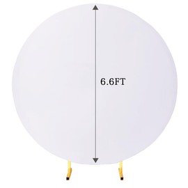 6.6 FT Round Backdrop Cover White Spandex Round Arch Cover Fitted Stretch Wedding Arch Backdrop Cover for Baby Shower Bridal Shower Birthday Party Gender Reveal Backdrop Decoration