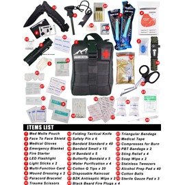 Allgo Outdoors 150+ Tactical Survival and Med Kit Emergency First Aid Kit Bug Out Gear with Molle Survival Disaster Hiking Kit #3 - Black