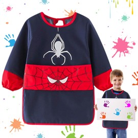 LIVESTN Children's Painting Apron for 3-7 Years Girls Boys, Waterproof Painting Coat, Adjustable Craft Apron with Sleeves and Pockets, Painting Coat School, for Painting & Crafts, Baking, Cooking,