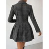utcoco Women's 2025 Fall Plaid Tweed Dress Notched Lapel Double