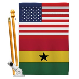World Cup Ghana USA Friendship Flag Banner Room Wall Art Flag Poles for Outside House Patio Porch Lawn Garden Stand Tapestry Yard Signs FIFA Gifts Team Qatar Trophy Soccer Game Football Made in USA