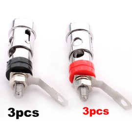 RUNCCI-YUN Pack of 6 Speaker Terminal, Sockets for Banana Plugs, Audio Speaker Terminal Banana Socket Panel Mounting, Speaker Terminal Push Spring Type Binding Post Cable Connector