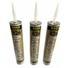 BOSS Products 826 Acoustical Acrylic Sound Sealant - 29 oz Tube White Lot Of 3