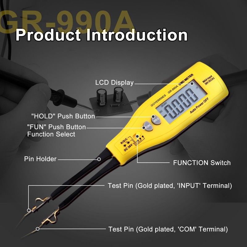 Digital SMD Clip Meter Measurement Resistance Capacity Voltage Multimeter Resistance