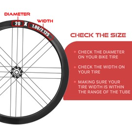 CRABTEK 20”Bike Inner Tube 20X1.75/1.95/2.10/2.125, 20X1.50-2.125 Bicycle Tube, with Rim Strips&Levers - Schrader Valve - 2 Packs