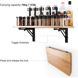 HaiPal Folding Shelf Brackets, 12'' 2Pz Heavy Duty Stainless Steel Collapsible Triangle Shelf Bracket,Black Shelf Brackets with Screws Metal Shelf Brackets Shelf Support Angle Brackets for Bench Table