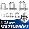 Rustproof Shackles Stainless Steel 4-25 mm Rustproof Shackle V4A Stainless
