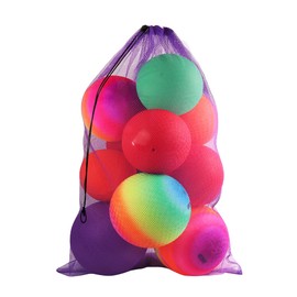 GSE Games & Sports Expert 24"x36" Purple Heavy Duty Mesh Drawstring Bag, Extra Large Sports Equipment Bag with Shoulder Strap for Soccer, Basketballs, Volleyballs, Footballs, Swimming Gear, Laundry