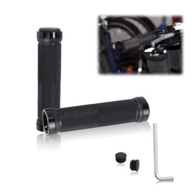 Aluminum Lock Bike Handlebar Grips, Soft Anti-Slip Rubber Ergonomic Bicycle Grips for Mountain Road Folding Bikes, Universal Shock-Absorbing Handlebar Grips for Commuting/Off-Road Cycling - Black