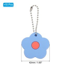 PATIKIL Key Caps Covers, 10 Pack Flower Keys Ring Coding Tags Identifiers PVC Case Shell Protector for Office House Apartment, Blue