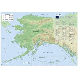 Detailed Alaska Physical State Map - 23.3 x 16.5 Inches - Paper Laminated