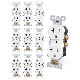 AIDA Duplex Receptacle Wall Outlet, 20Amp 125V Wall Outlet, Residential, 3-Wire, Self-Grounding, UL Listed, Side Wire Only, White (10 Pack)