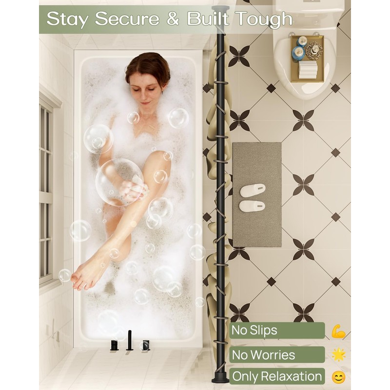 ALLZONE Shower Curtain Rod Spring Tension,28-42 Inch Heavy Duty Tension