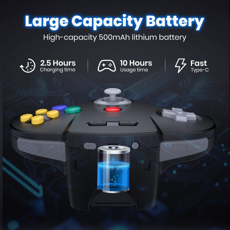 2.4G Wireless N64 Controller GamePad + USB Receiver Built in