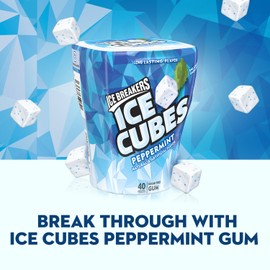Ice Breakers Ice Cubes Gum, Peppermint, Sugar Free with Xylitol, 40 Pieces (Pack of 4)