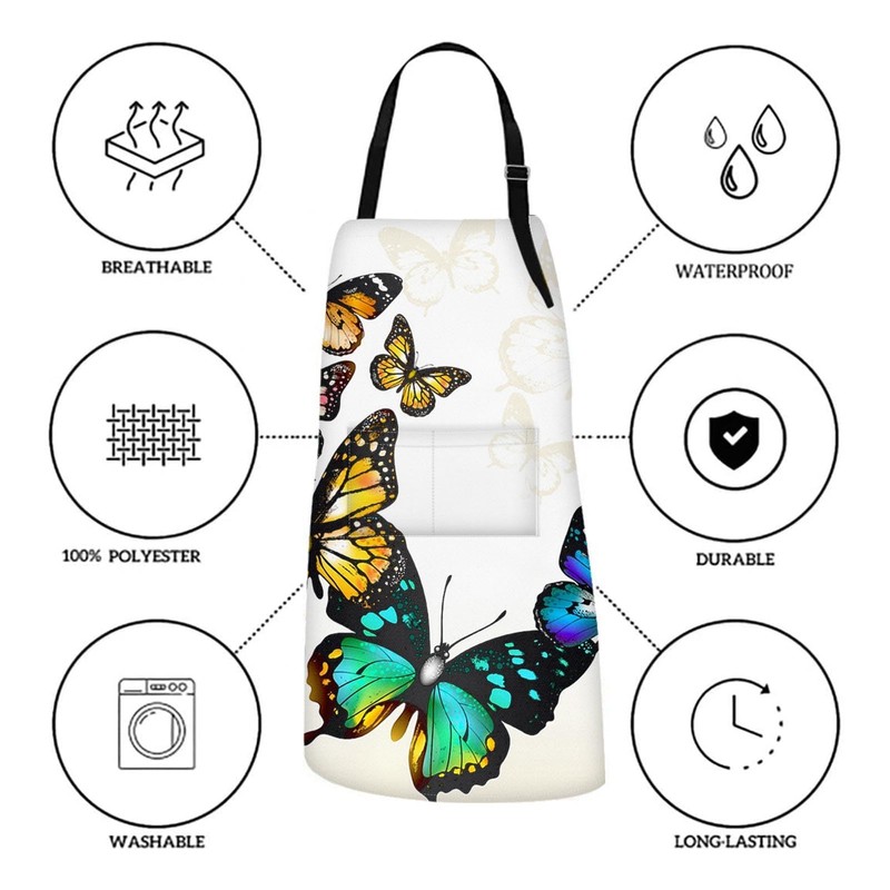 Britimes Watercolor Butterfly Animal Blossom Apron Home Kitchen Cooking Baking