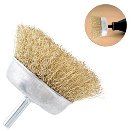 Aracombie 10 Pack Cup Wire Wheel Brush Set, 3 Inch Brass Coated Crimped Wire Drill Brush Set, 1/4 Inch Hex Shank Brush Kit Rotary Buffing Brush Wheel, Rust Removal Tool Set Coated Wire Cup Brush Set