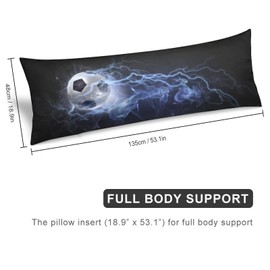 WINTYE Football Fire Flames Body Pillow Cover 20×54in with Zipper Soccer Conceptual Image Body Pillow Pillowcase Decorative Rectangular Pillow Case Long Bed Pillow Cover for Kids Adults Couch