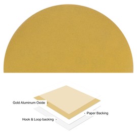 Kozelo 100pcs No Hole Sanding Discs- [ 6 Inch 240 Grit ] Round Hook and Loop Grip Sanding Pads Sheet Sandpaper for Automotive Woodworking Metal Polishing Use| Gold, Aluminum Oxide