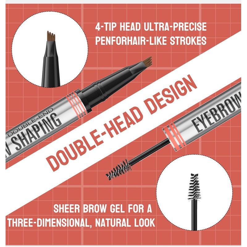2-in-1 Microblading Liquid Eyebrow Pen & Eyebrow Setting Gel, 4