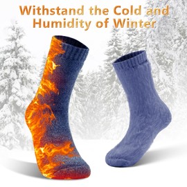 ICEIVY Thermal Socks Soft Knit Wool Winter Thick Warm Thermal Fuzzy Crew Women Socks 4 Pack (XL-Thermal-1)