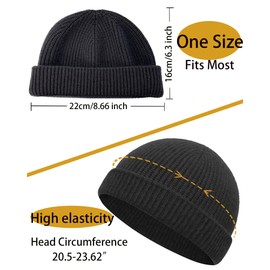 PHILIGHTS 1&2PCS Fisherman Beanie Hat Watch Cap Thin Wool Mens Beanies Hats for Guys Women Skull Caps