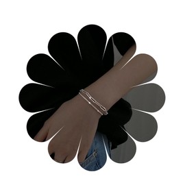 Aneneiceera Shiny Gypsophila Chain Bracelet Adjustable Silver Paperclip Chain Bracelet Thin Minimalist Hand Chain Sparkle Love Sequins Wedding Bracelet Jewelry for Women, Metal