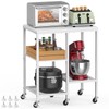Kitchen Microwave Cart with Wheels,Coffee Bar Table Station,4-Tier Rolling Baker's