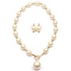 Thkmeet Simple Elegant Faux Pearl Choker Pendant Necklace Earrings Set