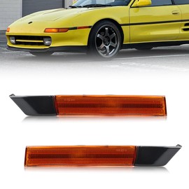 MOTRUM Front Side Marker Lights Housing Compatible with Toyo-ta MR-2 SW20 2nd Gen All Models 1991-1995, [DOT] [IP67 Waterproof] Turn Signal Marker Light Cover [No Bulbs], 2 PCS, Sleek Amber Lens