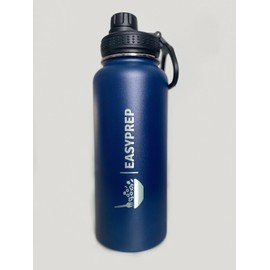 EASYPREP Stainless Steel Water Bottle 1L Vaccum Insulated Large Drink Flask Metal Water Bottles 1 Litre Leakproof Keep Drinks Hot Cold for Bike Camping Sports Gym Adult (Deep Blue)