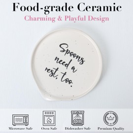 Ceramic Spoon Rest for Stove Top - Cute Spoon Holder for Kitchen Counter - White Coffee Spoon Rest Utensil Rest Spatula Rest - Farmhouse Kitchen Counter Decor